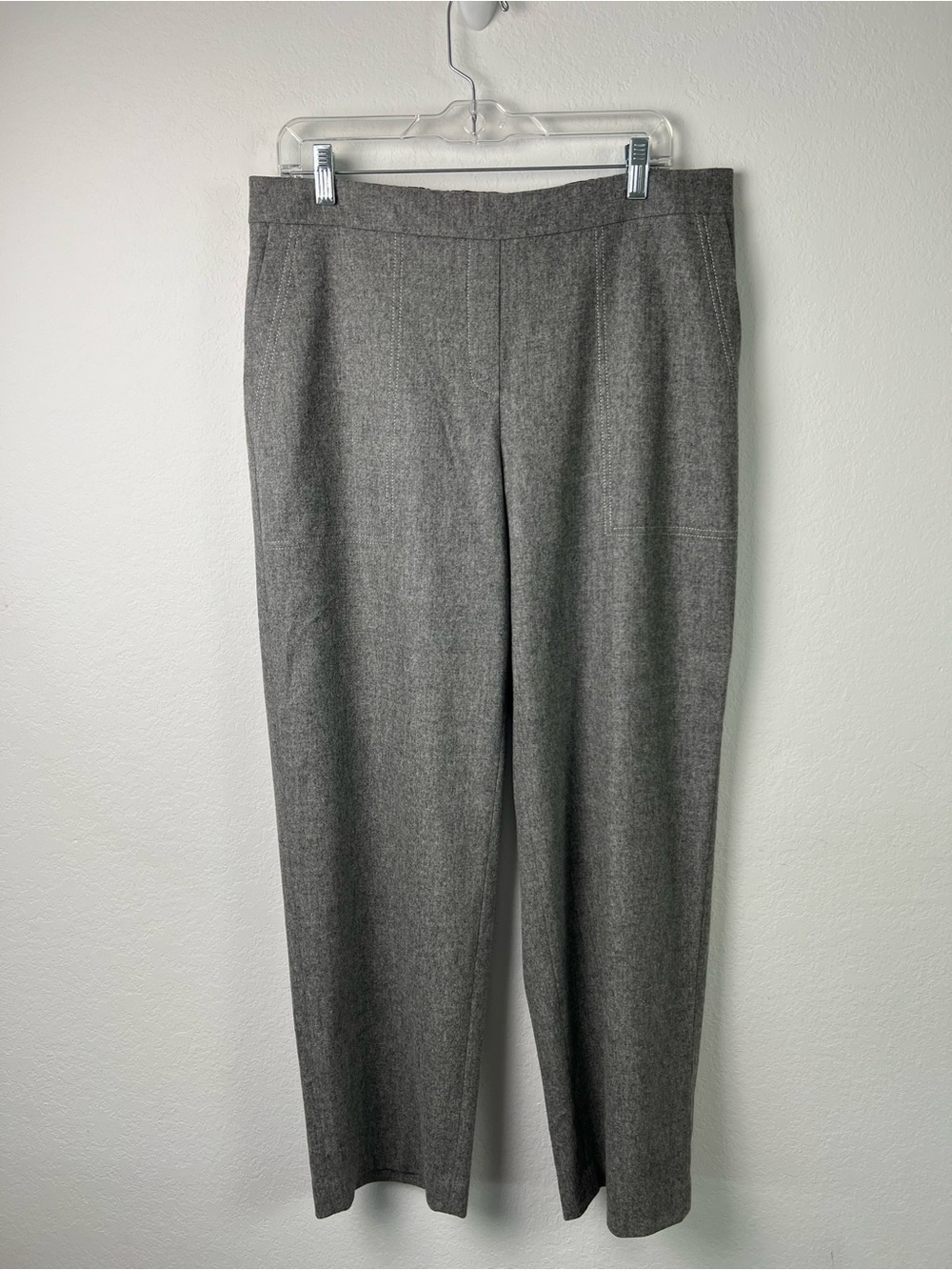 Lafayette 148 New York Gray Nickel Melange Wool Cashmere Pull On Pants